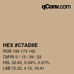 Code couleur: HEX #C7AD8E | qconv.com