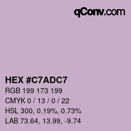 颜色代码: HEX #C7ADC7 | qconv.com