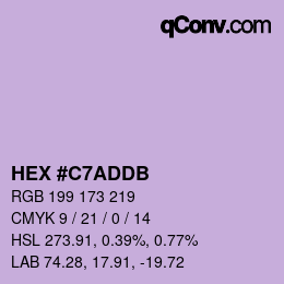 Color code: HEX #C7ADDB | qconv.com