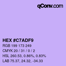 カラーコード: HEX #C7ADF9 | qconv.com