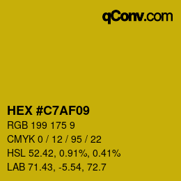 Color code: HEX #C7AF09 | qconv.com