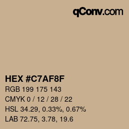 Color code: HEX #C7AF8F | qconv.com