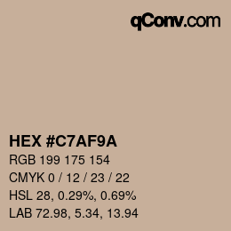 Color code: HEX #C7AF9A | qconv.com
