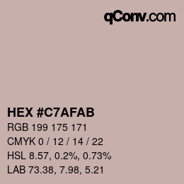 Color code: HEX #C7AFAB | qconv.com