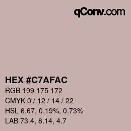 Color code: HEX #C7AFAC | qconv.com
