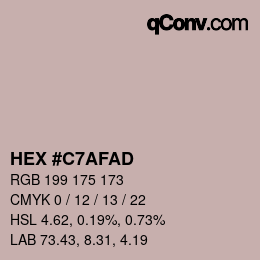 Color code: HEX #C7AFAD | qconv.com