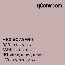 Color code: HEX #C7AFB0 | qconv.com