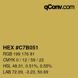 Farbcode: HEX #C7B051 | qconv.com