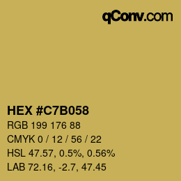 Farbcode: HEX #C7B058 | qconv.com