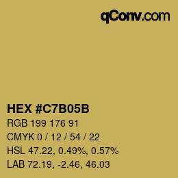 Code couleur: HEX #C7B05B | qconv.com