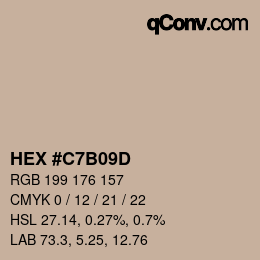 Color code: HEX #C7B09D | qconv.com