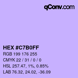 Color code: HEX #C7B0FF | qconv.com