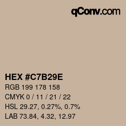 カラーコード: HEX #C7B29E | qconv.com