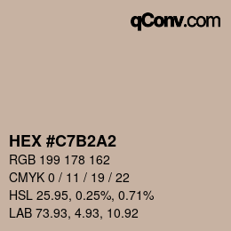 颜色代码: HEX #C7B2A2 | qconv.com