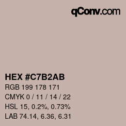 Color code: HEX #C7B2AB | qconv.com