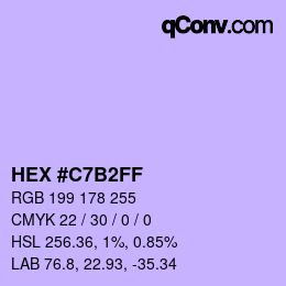 Color code: HEX #C7B2FF | qconv.com