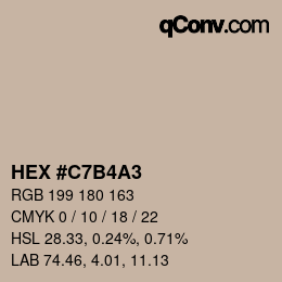 Farbcode: HEX #C7B4A3 | qconv.com