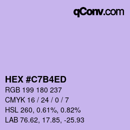 Color code: HEX #C7B4ED | qconv.com