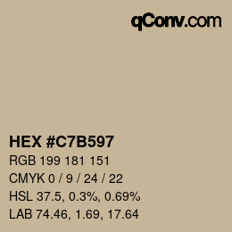 颜色代码: HEX #C7B597 | qconv.com