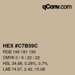 Color code: HEX #C7B59C | qconv.com