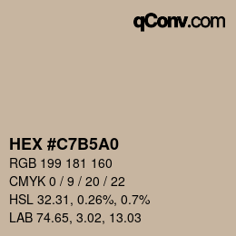 Color code: HEX #C7B5A0 | qconv.com