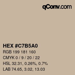 カラーコード: HEX #C7B5A0 | qconv.com