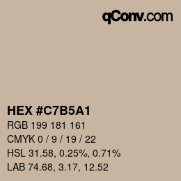 Color code: HEX #C7B5A1 | qconv.com