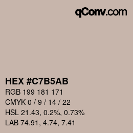 颜色代码: HEX #C7B5AB | qconv.com