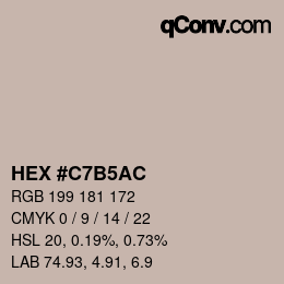 Color code: HEX #C7B5AC | qconv.com