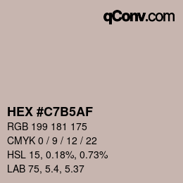Color code: HEX #C7B5AF | qconv.com