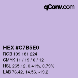 Color code: HEX #C7B5E0 | qconv.com