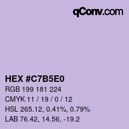 Color code: HEX #C7B5E0 | qconv.com