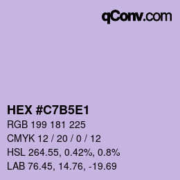 Código de color: HEX #C7B5E1 | qconv.com