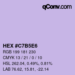 Code couleur: HEX #C7B5E6 | qconv.com