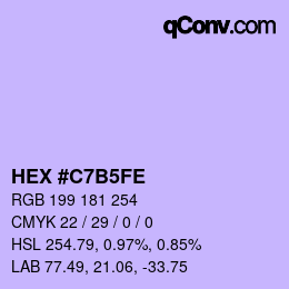 颜色代码: HEX #C7B5FE | qconv.com