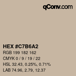 カラーコード: HEX #C7B6A2 | qconv.com