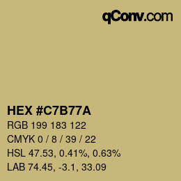 Color code: HEX #C7B77A | qconv.com