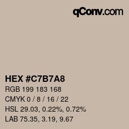 Color code: HEX #C7B7A8 | qconv.com