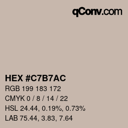 Color code: HEX #C7B7AC | qconv.com