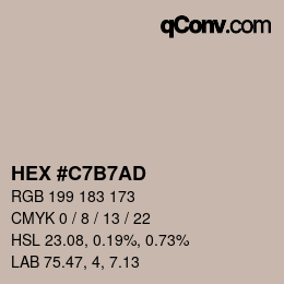 カラーコード: HEX #C7B7AD | qconv.com