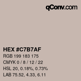 カラーコード: HEX #C7B7AF | qconv.com