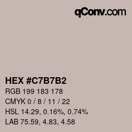 Code couleur: HEX #C7B7B2 | qconv.com