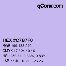 Color code: HEX #C7B7F0 | qconv.com