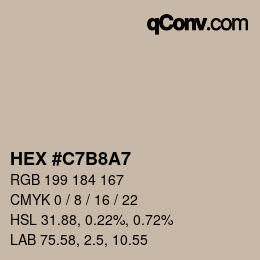 Color code: HEX #C7B8A7 | qconv.com