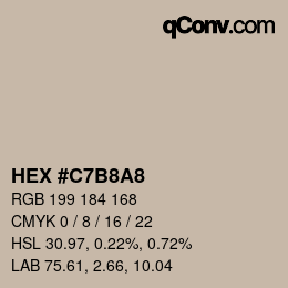 Code couleur: HEX #C7B8A8 | qconv.com