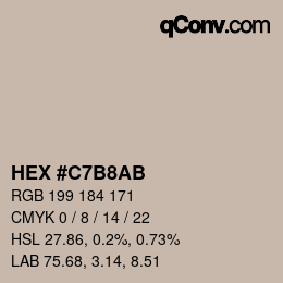 Color code: HEX #C7B8AB | qconv.com