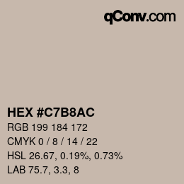 Color code: HEX #C7B8AC | qconv.com