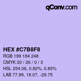 Color code: HEX #C7B8F8 | qconv.com