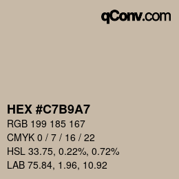 カラーコード: HEX #C7B9A7 | qconv.com