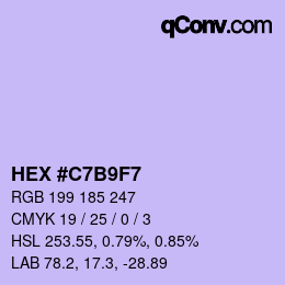 Color code: HEX #C7B9F7 | qconv.com